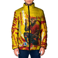Spain Football Bull Mascot Padded Jacket Spanish Pride Champion Soccer Trophy Graffiti