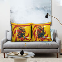 Spain Football Bull Mascot Pillow Cover Spanish Pride Champion Soccer Trophy Graffiti