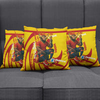 Spain Football Bull Mascot Pillow Cover Spanish Pride Champion Soccer Trophy Graffiti