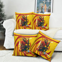 Spain Football Bull Mascot Pillow Cover Spanish Pride Champion Soccer Trophy Graffiti
