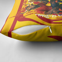 Spain Football Bull Mascot Pillow Cover Spanish Pride Champion Soccer Trophy Graffiti