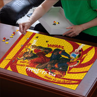 Spain Football Bull Mascot Puzzle Spanish Pride Champion Soccer Trophy Graffiti