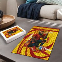 Spain Football Bull Mascot Puzzle Spanish Pride Champion Soccer Trophy Graffiti