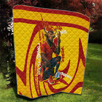 Spain Football Bull Mascot Quilt Spanish Pride Champion Soccer Trophy Graffiti