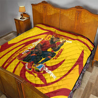 Spain Football Bull Mascot Quilt Spanish Pride Champion Soccer Trophy Graffiti