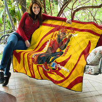 Spain Football Bull Mascot Quilt Spanish Pride Champion Soccer Trophy Graffiti