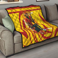 Spain Football Bull Mascot Quilt Spanish Pride Champion Soccer Trophy Graffiti