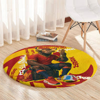 Spain Football Bull Mascot Round Carpet Spanish Pride Champion Soccer Trophy Graffiti