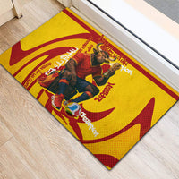 Spain Football Bull Mascot Rubber Doormat Spanish Pride Champion Soccer Trophy Graffiti