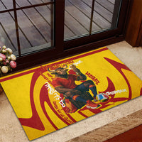 Spain Football Bull Mascot Rubber Doormat Spanish Pride Champion Soccer Trophy Graffiti