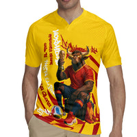 Spain Football Bull Mascot Rugby Jersey Spanish Pride Champion Soccer Trophy Graffiti