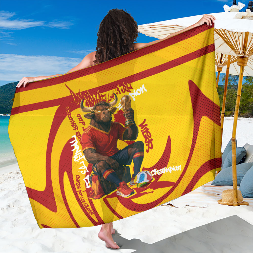 Spain Football Bull Mascot Sarong Spanish Pride Champion Soccer Trophy Graffiti