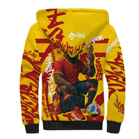 Spain Football Bull Mascot Sherpa Hoodie Spanish Pride Champion Soccer Trophy Graffiti