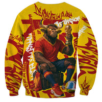 Spain Football Bull Mascot Sweatshirt Spanish Pride Champion Soccer Trophy Graffiti