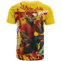 Spain Football Bull Mascot T Shirt Spanish Pride Champion Soccer Trophy Graffiti