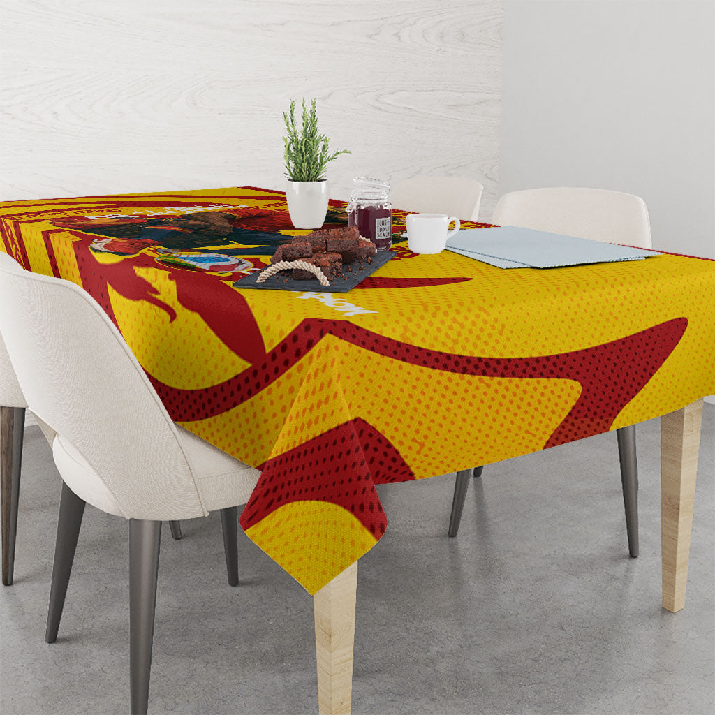 Spain Football Bull Mascot Tablecloth Spanish Pride Champion Soccer Trophy Graffiti