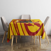 Spain Football Bull Mascot Tablecloth Spanish Pride Champion Soccer Trophy Graffiti