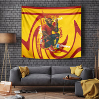 Spain Football Bull Mascot Tapestry Spanish Pride Champion Soccer Trophy Graffiti