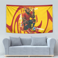 Spain Football Bull Mascot Tapestry Spanish Pride Champion Soccer Trophy Graffiti