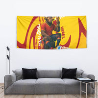 Spain Football Bull Mascot Tapestry Spanish Pride Champion Soccer Trophy Graffiti