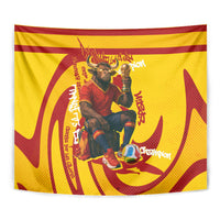 Spain Football Bull Mascot Tapestry Spanish Pride Champion Soccer Trophy Graffiti