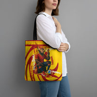 Spain Football Bull Mascot Tote Bag Spanish Pride Champion Soccer Trophy Graffiti