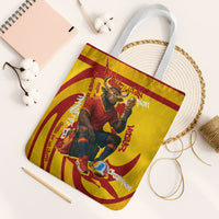 Spain Football Bull Mascot Tote Bag Spanish Pride Champion Soccer Trophy Graffiti