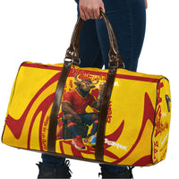 Spain Football Bull Mascot Travel Bag Spanish Pride Champion Soccer Trophy Graffiti