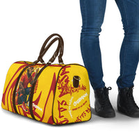 Spain Football Bull Mascot Travel Bag Spanish Pride Champion Soccer Trophy Graffiti