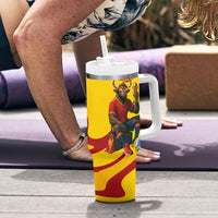 Spain Football Bull Mascot Tumbler With Handle Spanish Pride Champion Soccer Trophy Graffiti