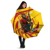 Spain Football Bull Mascot Umbrella Spanish Pride Champion Soccer Trophy Graffiti