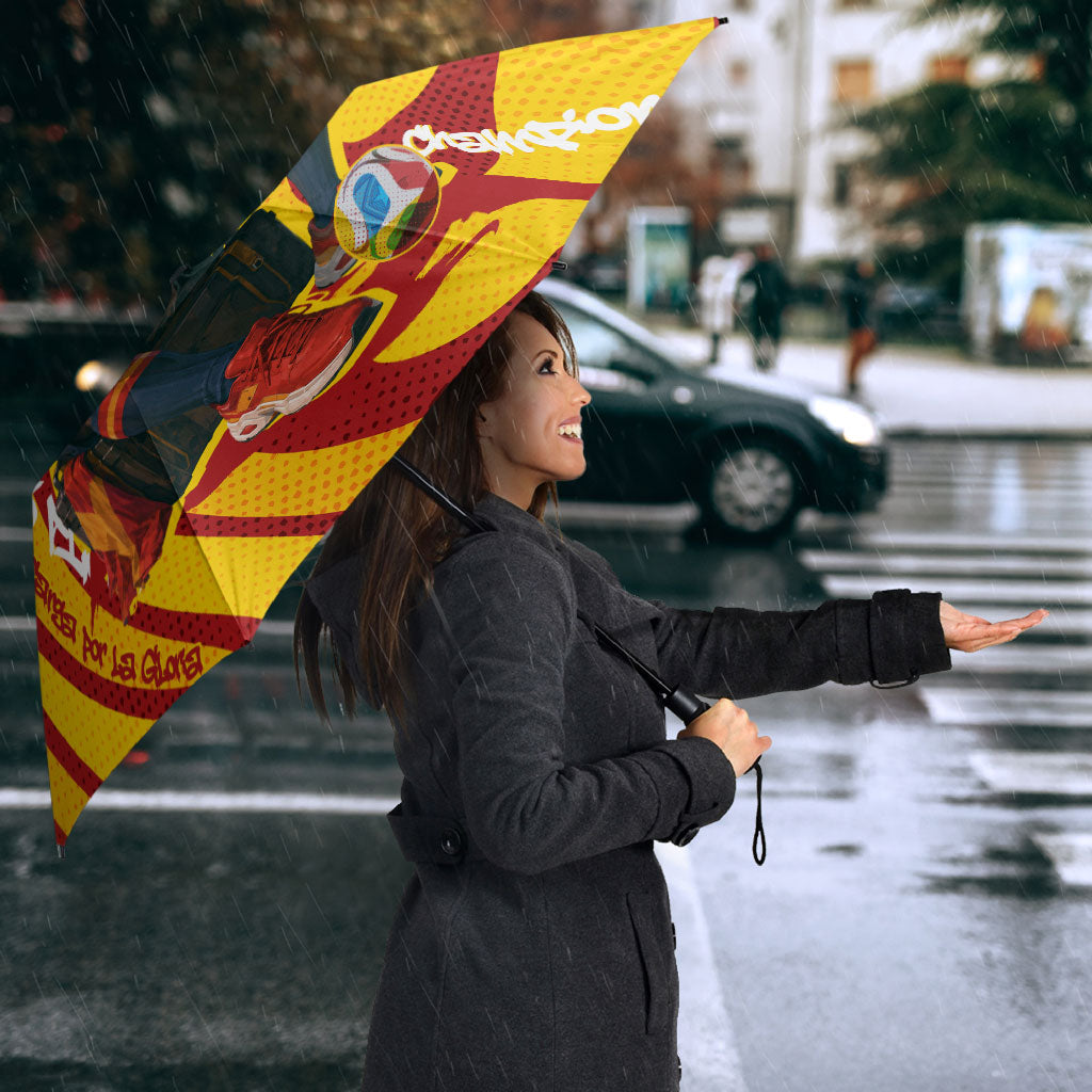 Spain Football Bull Mascot Umbrella Spanish Pride Champion Soccer Trophy Graffiti