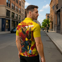 Spain Football Bull Mascot Zipper Polo Shirt Spanish Pride Champion Soccer Trophy Graffiti
