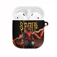 Spain Football AirPods Case Spanish Pride Bull Mascot Gothic Metal Lightning Storm