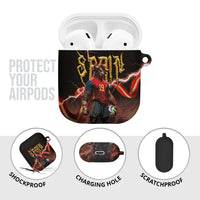 Spain Football AirPods Case Spanish Pride Bull Mascot Gothic Metal Lightning Storm