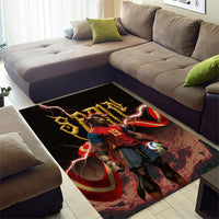 Spain Football Area Rug Spanish Pride Bull Mascot Gothic Metal Lightning Storm