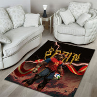 Spain Football Area Rug Spanish Pride Bull Mascot Gothic Metal Lightning Storm