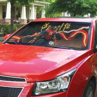 Spain Football Auto Sun Shade Spanish Pride Bull Mascot Gothic Metal Lightning Storm