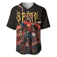 Spain Football Baseball Jersey Spanish Pride Bull Mascot Gothic Metal Lightning Storm