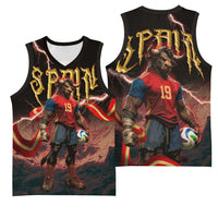 Spain Football Basketball Jersey Spanish Pride Bull Mascot Gothic Metal Lightning Storm