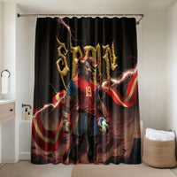 Spain Football Bathroom Set Spanish Pride Bull Mascot Gothic Metal Lightning Storm