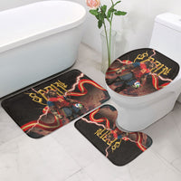 Spain Football Bathroom Set Spanish Pride Bull Mascot Gothic Metal Lightning Storm