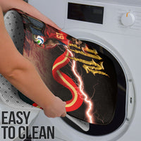 Spain Football Bathroom Set Spanish Pride Bull Mascot Gothic Metal Lightning Storm