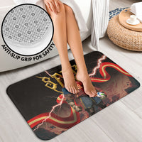 Spain Football Bathroom Set Spanish Pride Bull Mascot Gothic Metal Lightning Storm