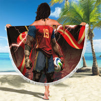 Spain Football Beach Blanket Spanish Pride Bull Mascot Gothic Metal Lightning Storm