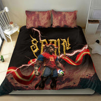 Spain Football Bedding Set Spanish Pride Bull Mascot Gothic Metal Lightning Storm