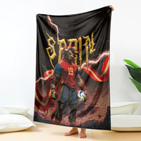 Spain Football Blanket Spanish Pride Bull Mascot Gothic Metal Lightning Storm