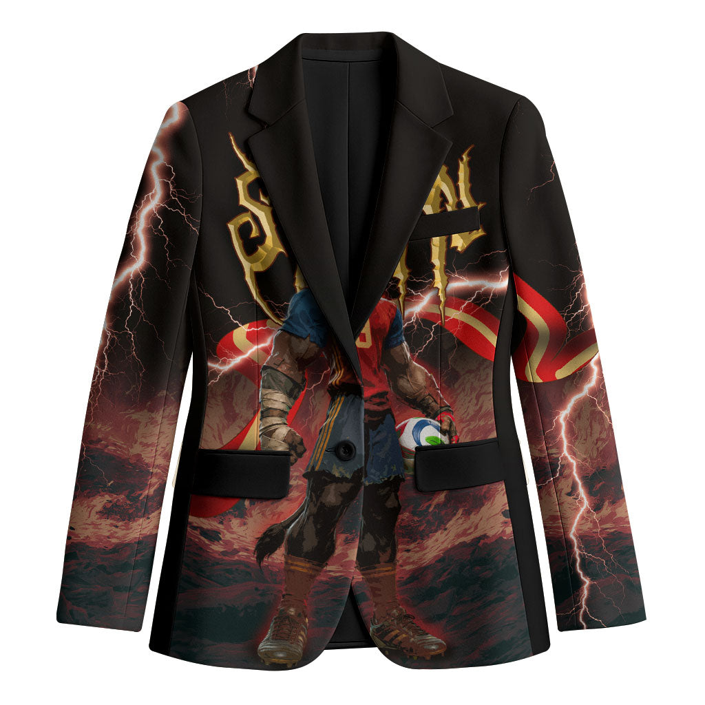 Spain Football Blazer Spanish Pride Bull Mascot Gothic Metal Lightning Storm