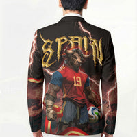 Spain Football Blazer Spanish Pride Bull Mascot Gothic Metal Lightning Storm