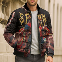 Spain Football Bomber Puffer Jacket Spanish Pride Bull Mascot Gothic Metal Lightning Storm